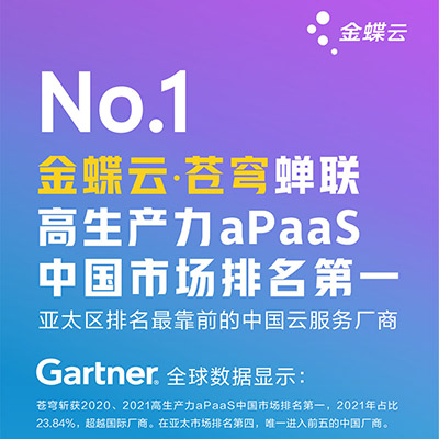 蟬聯(lián)第一！金蝶奪冠Gartner中國高生產(chǎn)力aPaaS市場！